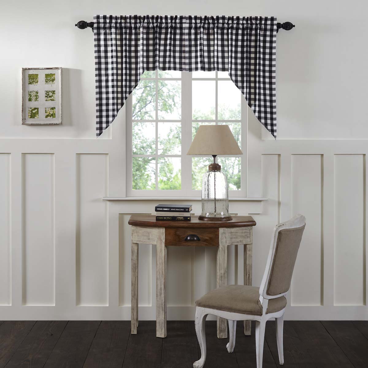 Farmhouse Tier Set Woven Plaid Textured Cotton Cafe Kitchen Curtains V –  VHC Brands Home Decor