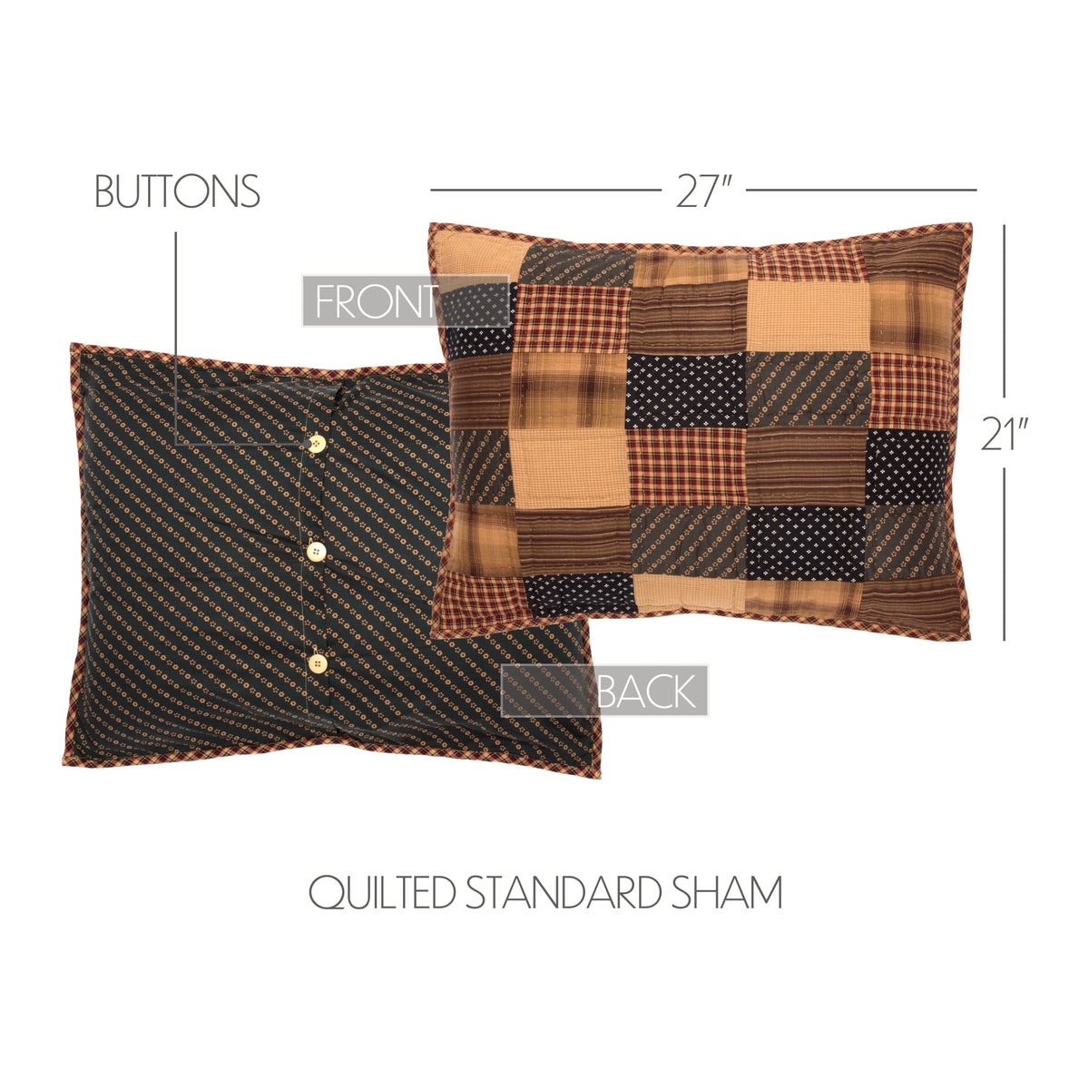 Patriotic Patch Standard Sham 21x27, Set of 2
