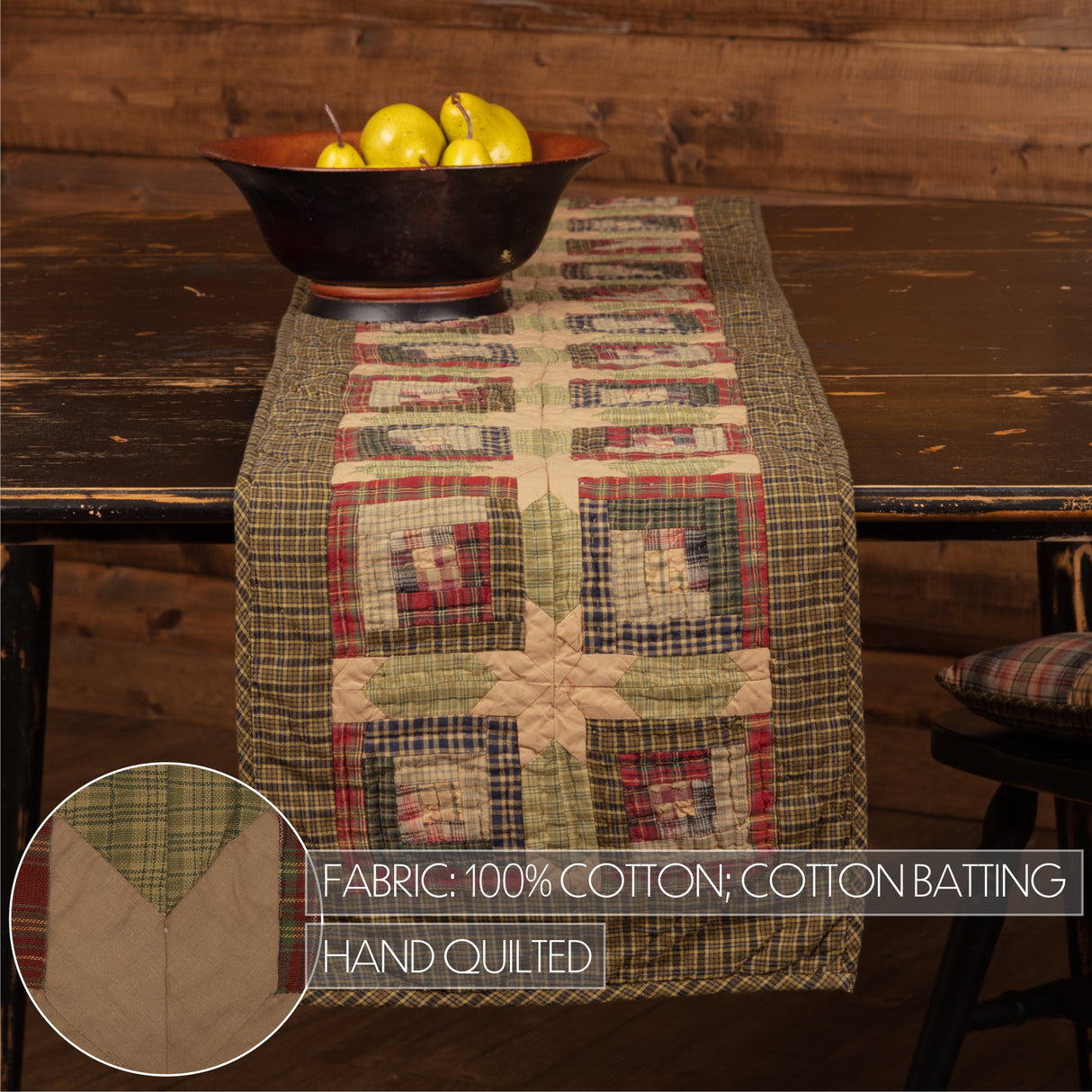 Tea Cabin Moss Green 13x72 Table Runner & 6 pc 12x18 Placemat Set