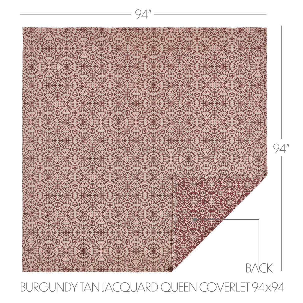 Custom House Burgundy Tan Jacquard Queen Coverlet 94Wx94L