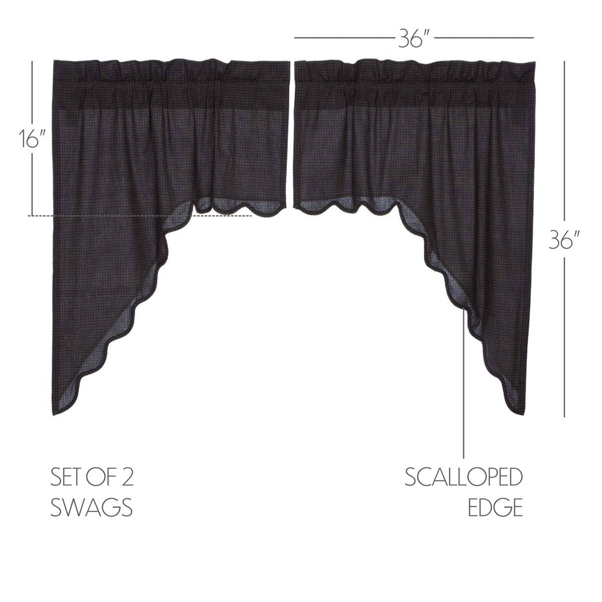 Arlington Swag Scalloped Set of 2 36x36x16