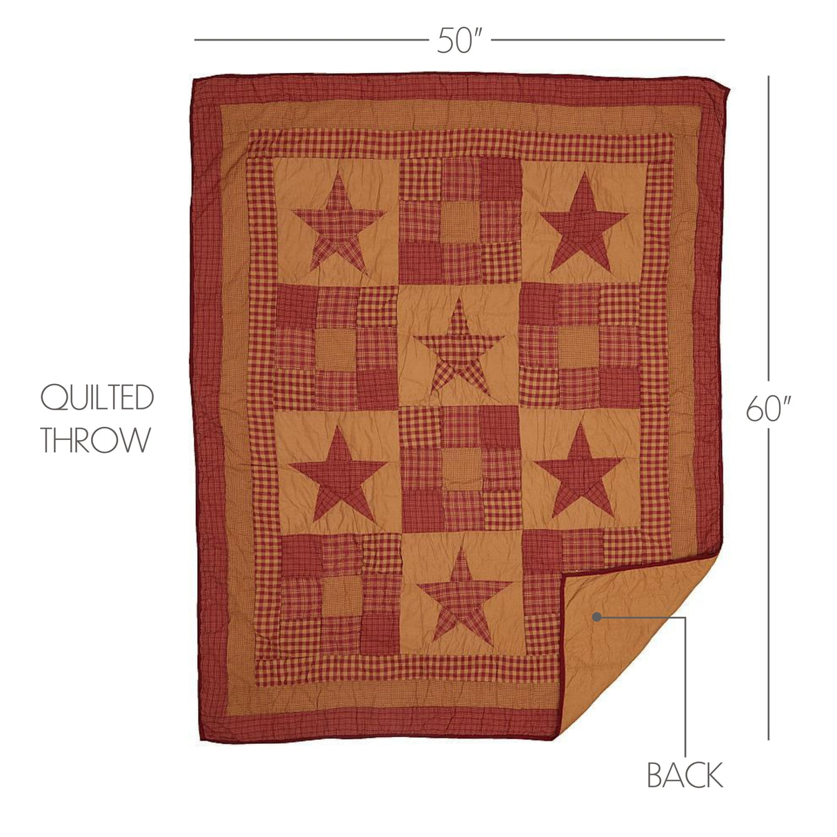 Ninepatch Star Quilted Throw 50x60