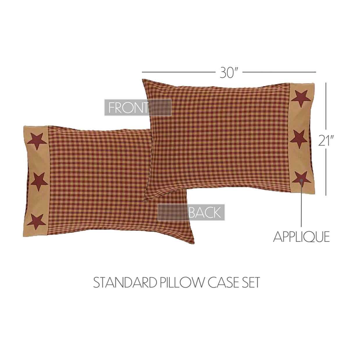 Ninepatch Star Pillow Case w/Applique Border Set of 2
