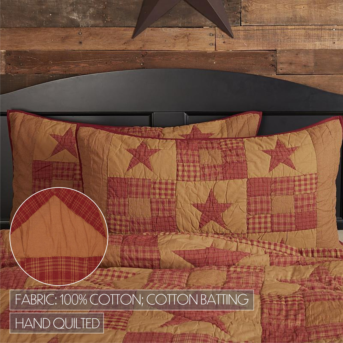 Ninepatch Star King Sham 21x37, Set of 2