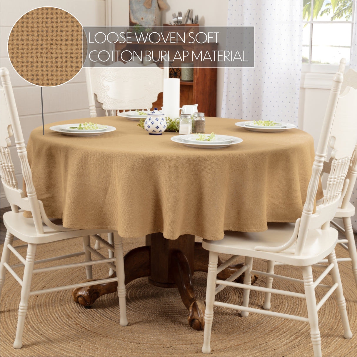 Burlap Natural Table Cloth 70 Round