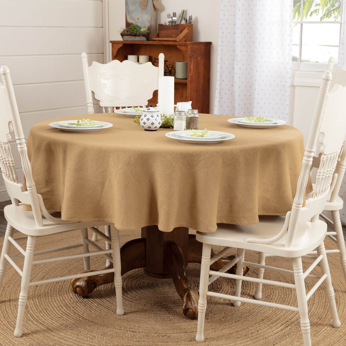 Burlap Natural Table Cloth 70 Round