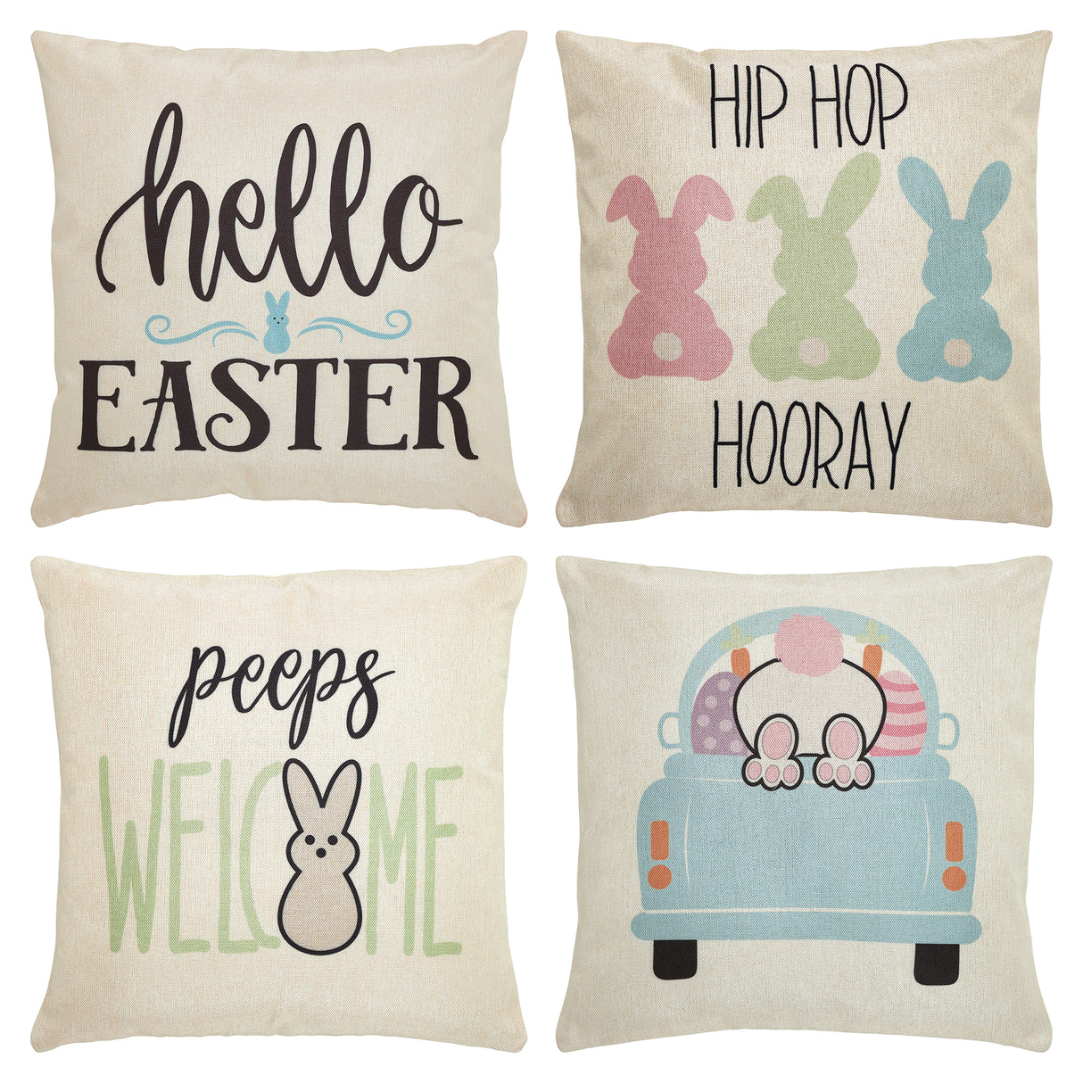 Easter Greetings Pillow Cover Set of 4 16Lx16W