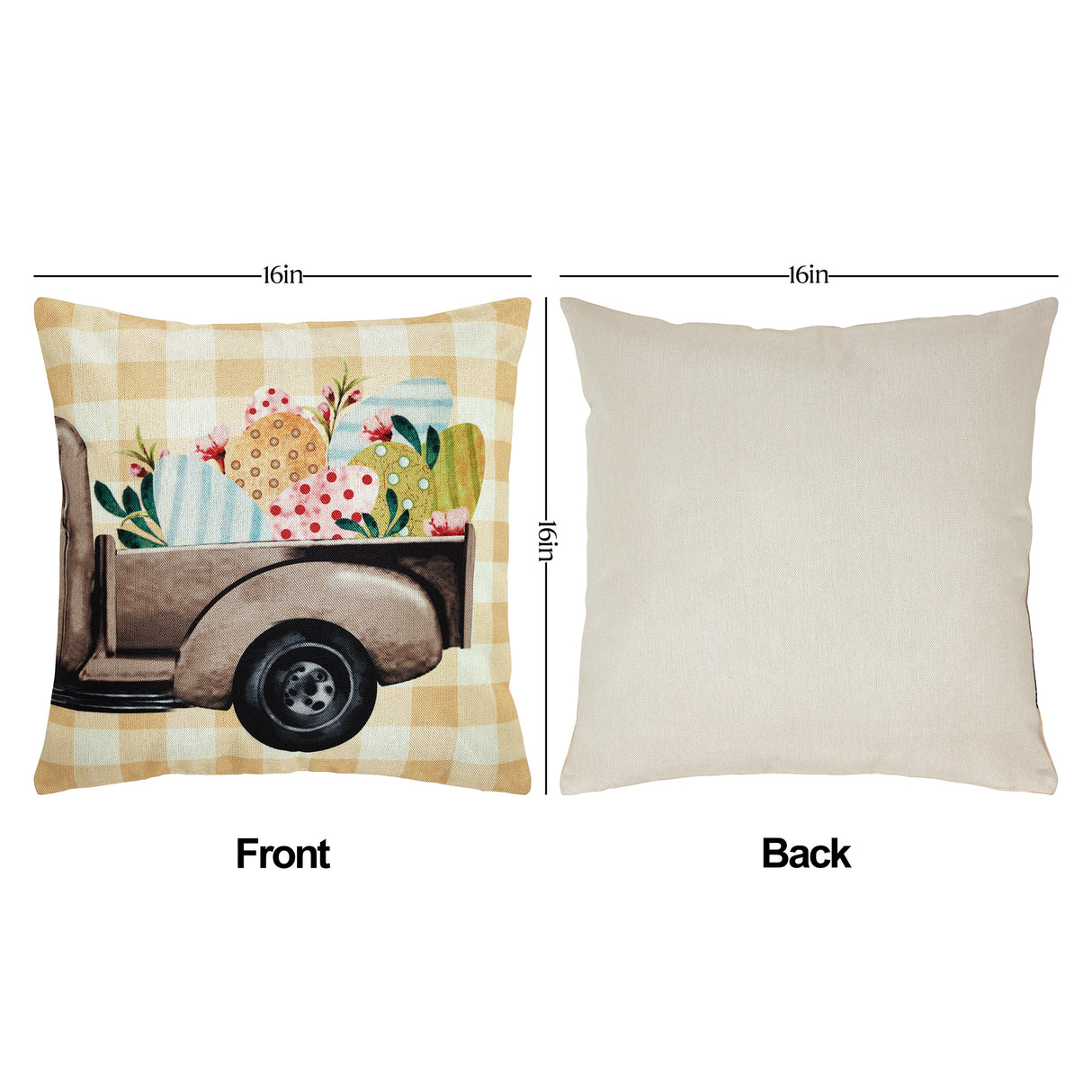 Happy Easter Pillow Cover Set of 2 16Lx16W