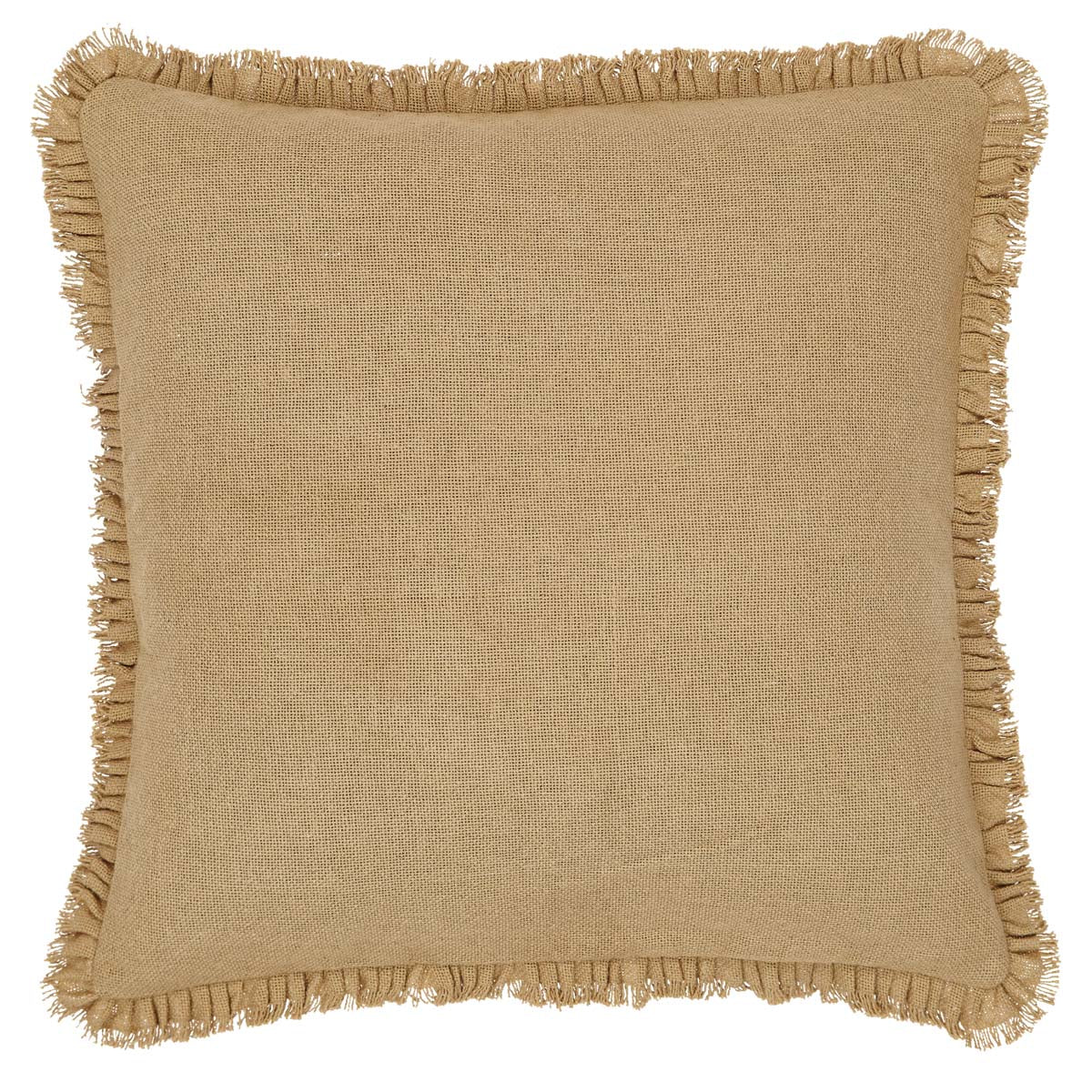 Burlap Fabric Euro Sham w/ Fringed Ruffle