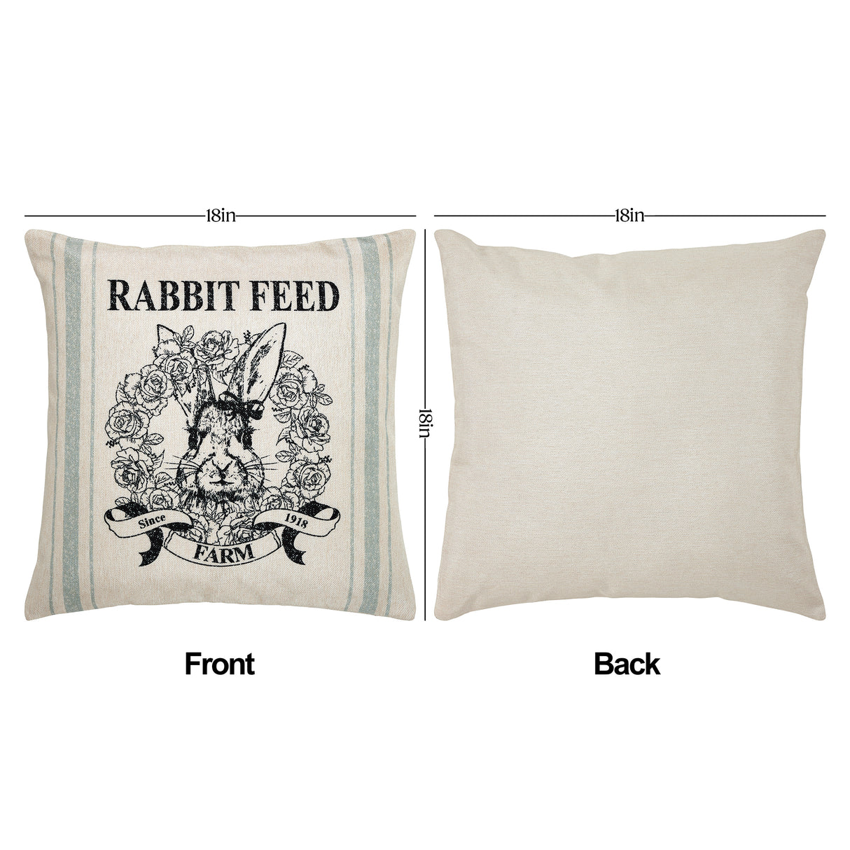 Rabbit Grainsack Pillow Cover Set of 2 18Lx18W