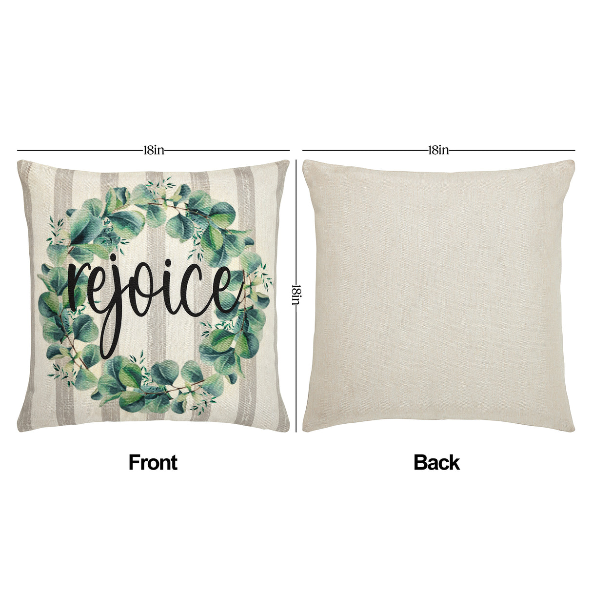 Rejoice Pillow Cover Set of 2 18Lx18W