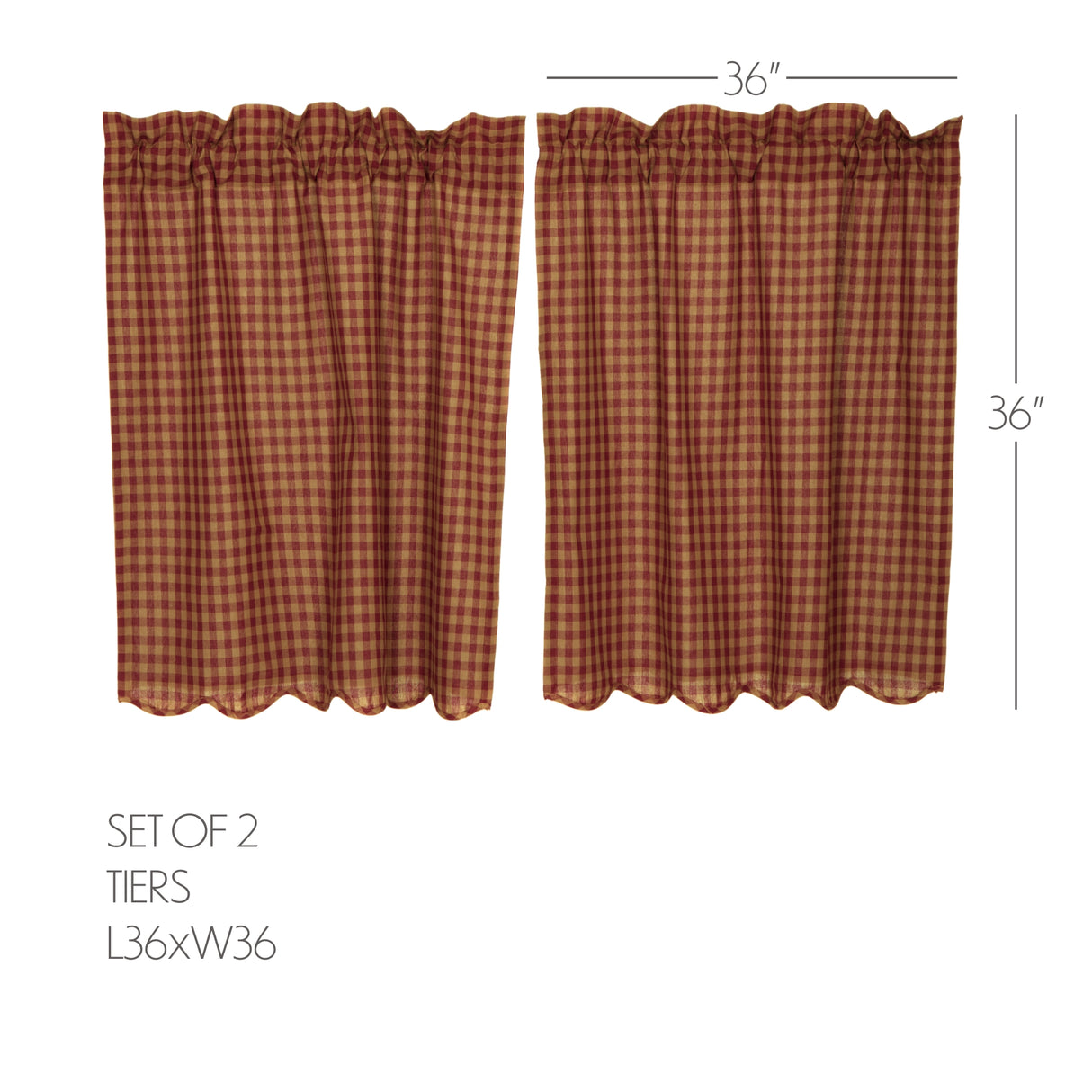 Burgundy Check Curtain Set
