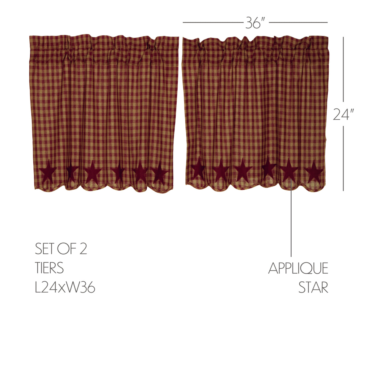 Burgundy Star Curtain Set