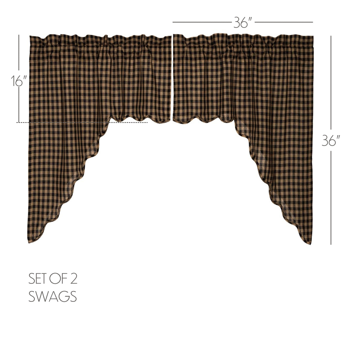 Black Check Curtain Set