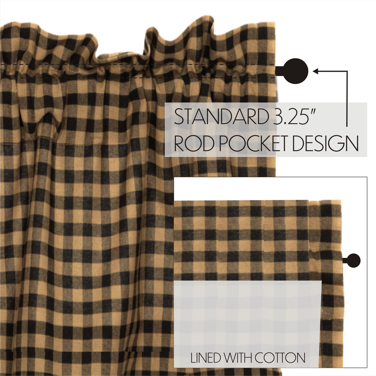 Black Check Curtain Set