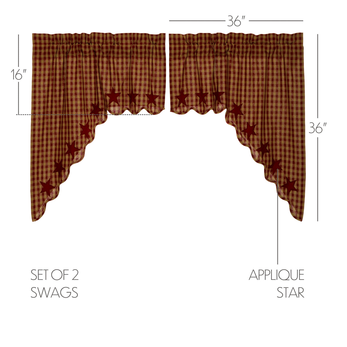 Burgundy Star Curtain Set