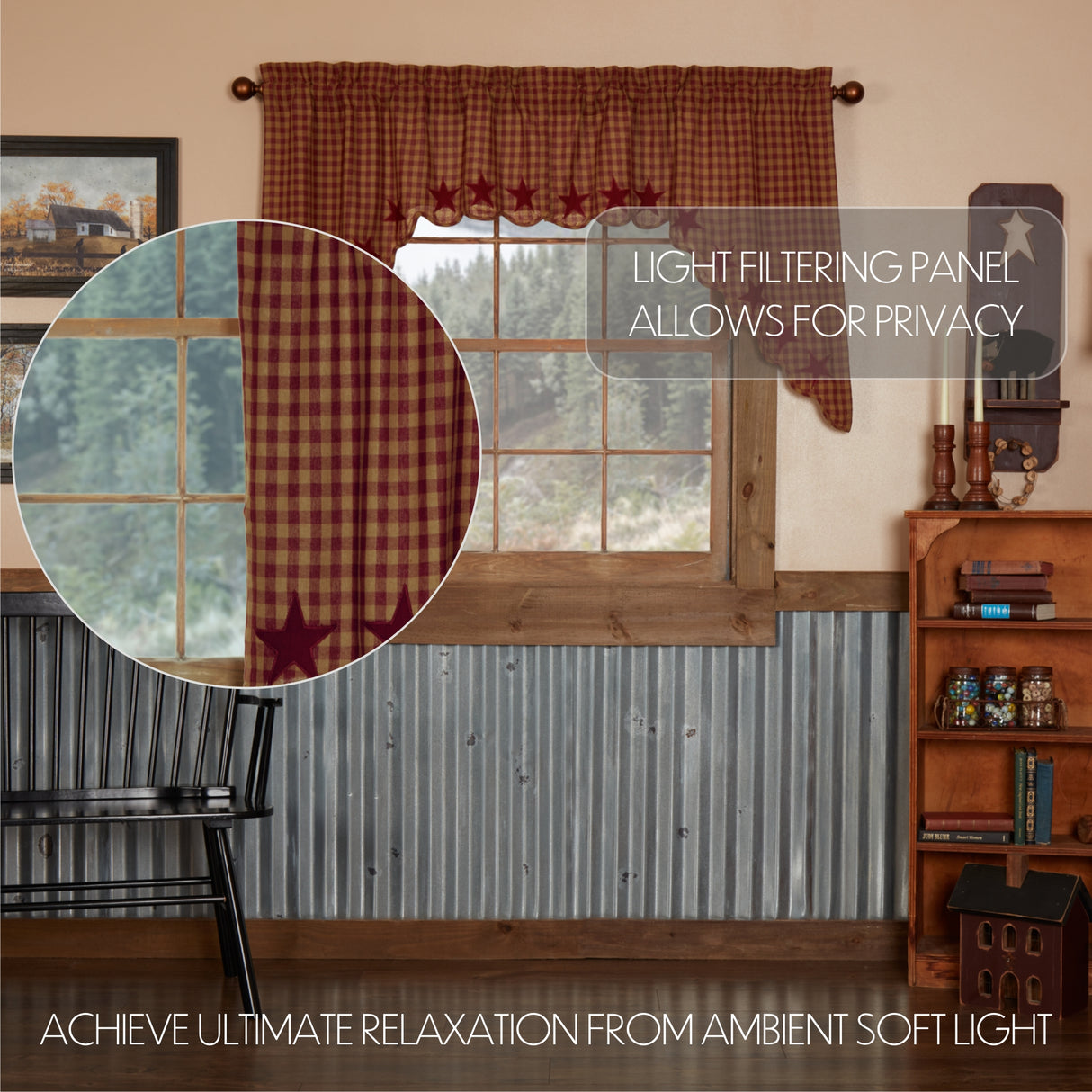 Burgundy Star Curtain Set