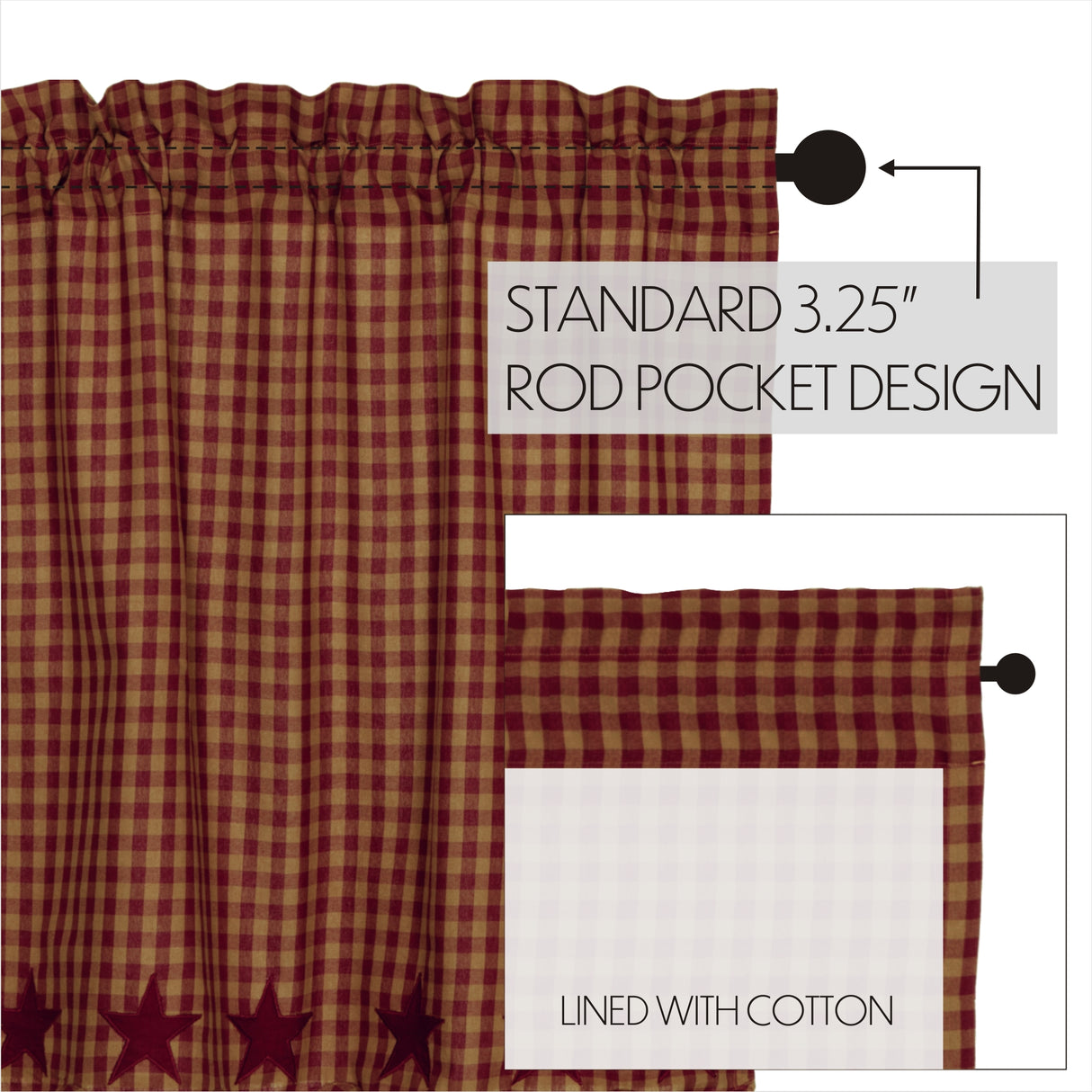 Burgundy Star Curtain Set