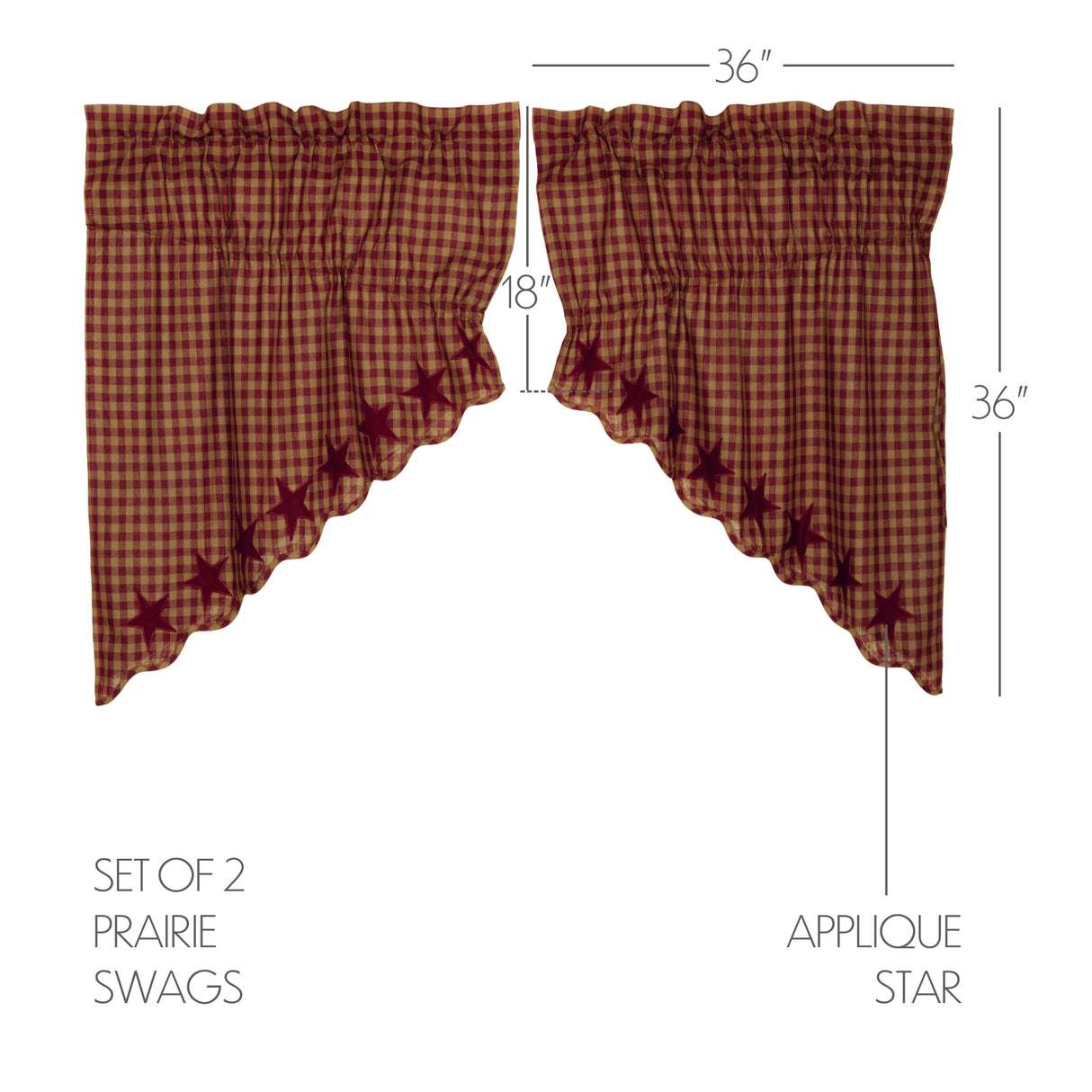 Burgundy Star Curtain Set