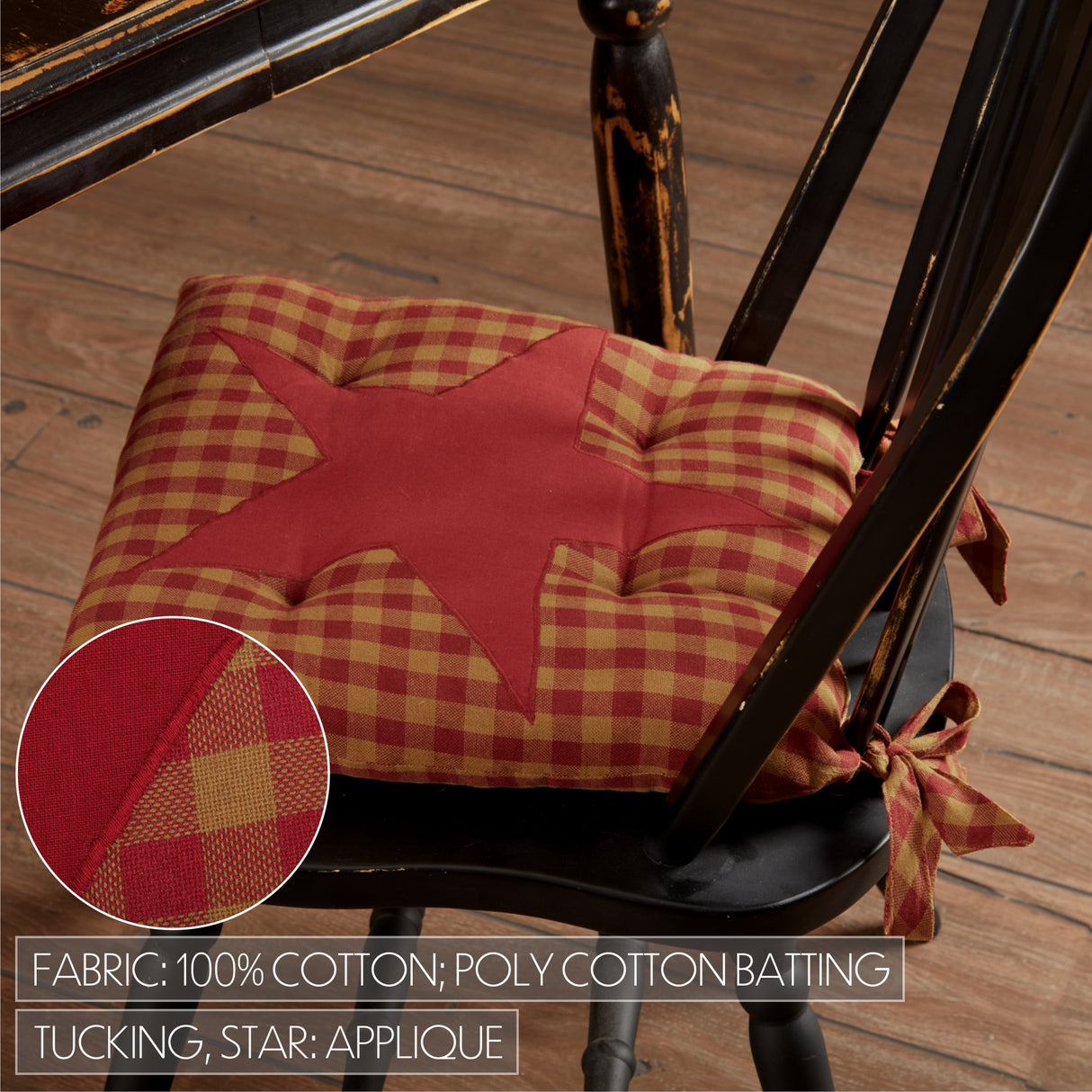 Burgundy Star 14 Inch Chair Pad