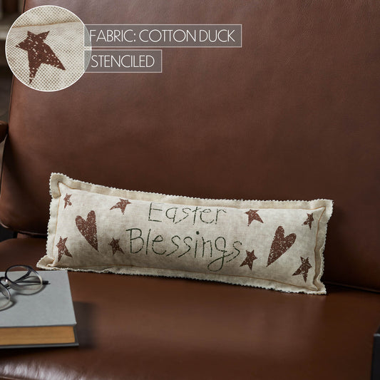 VHC Brands Spring In Bloom Easter Blessings Pillow 5x15, Cotton Pillow With Polyester Pillow Fill, Decorative Throw Pillow, Spring In Bloom Collection, Rectangle 5x15, Natural