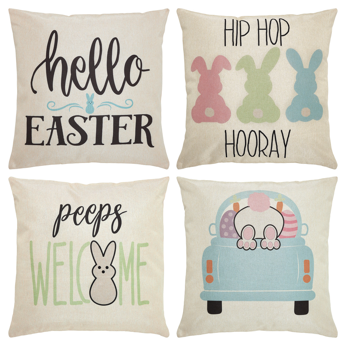 Easter Greetings Pillow Cover Set of 4 20Lx20W