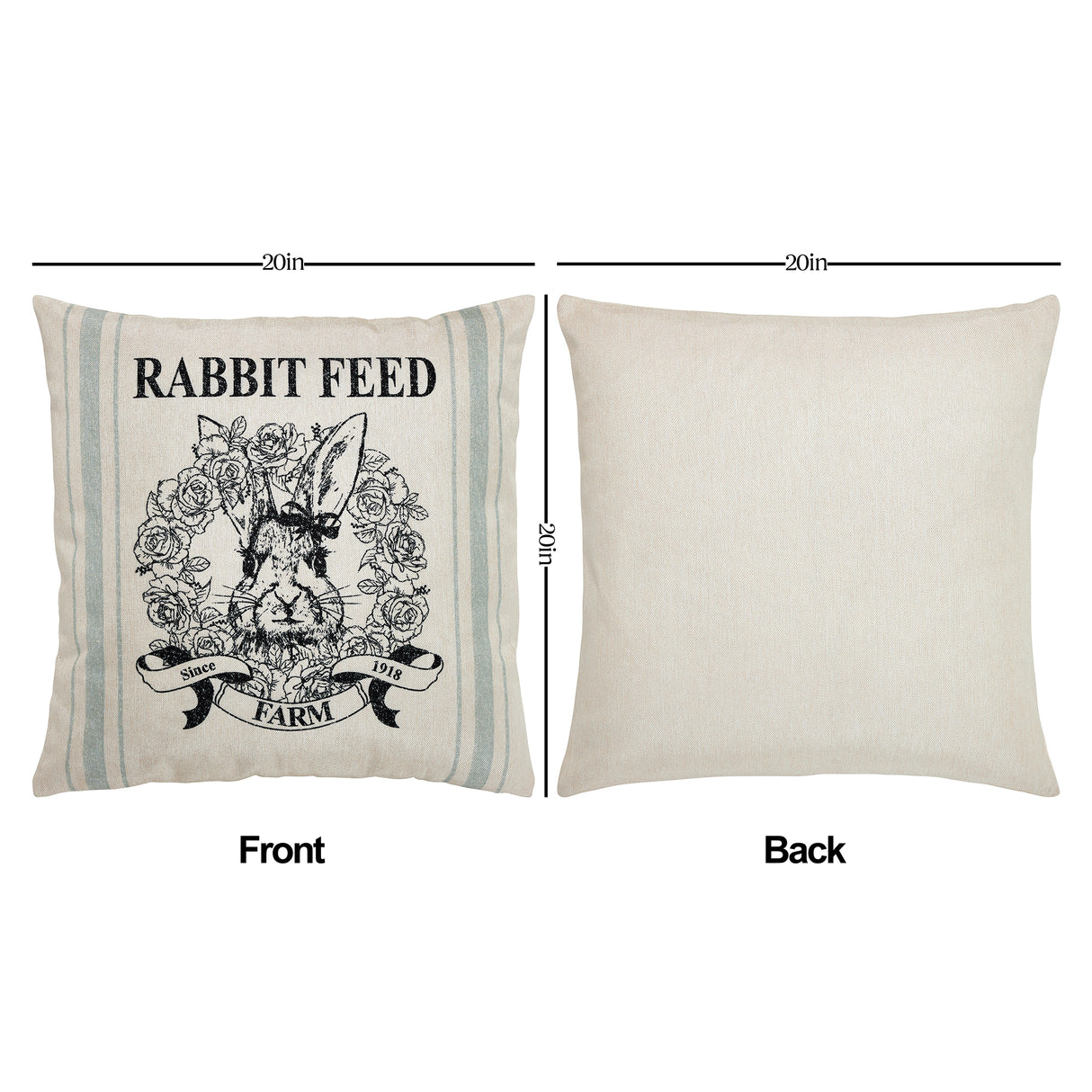 Rabbit Grainsack Pillow Cover Set of 2 20Lx20W