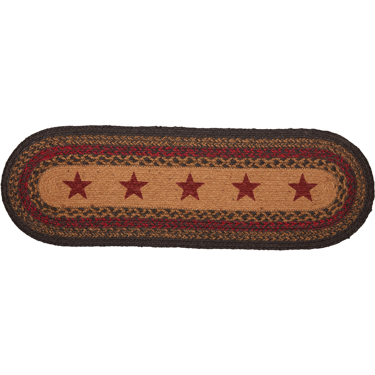 Landon Jute Stair Tread Stencil Stars Oval Latex 8.5x27