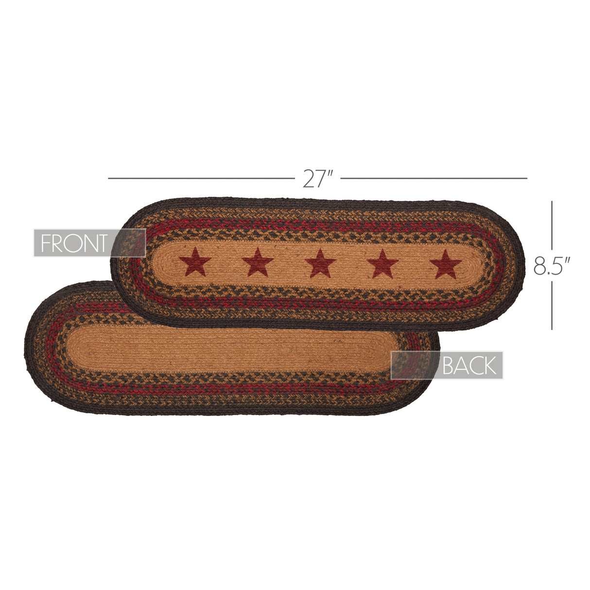 Landon Jute Stair Tread Stencil Stars Oval Latex 8.5x27