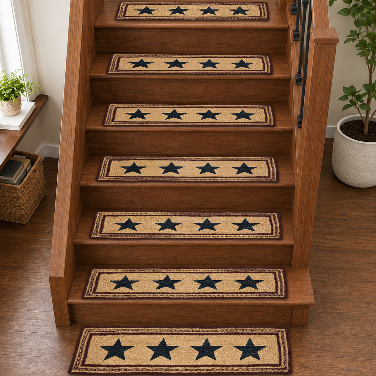 Potomac Jute Stair Tread Stencil Stars Rect Latex 8.5x27, Set of 7