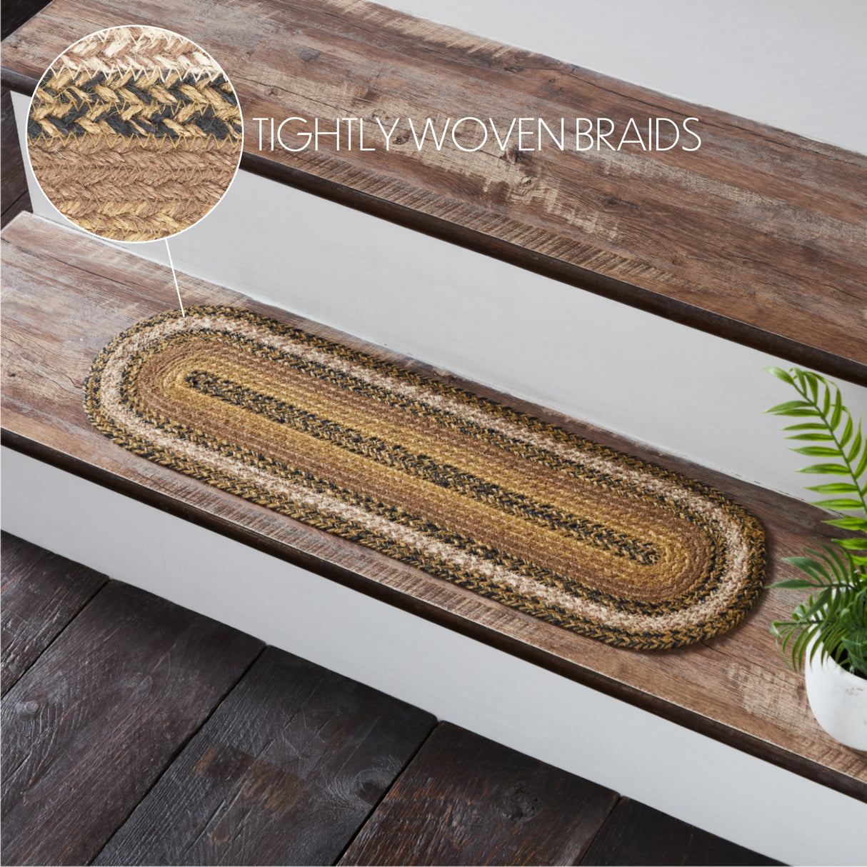 Kettle Grove Jute Stair Tread Oval Latex 8.5x27, Set of 7