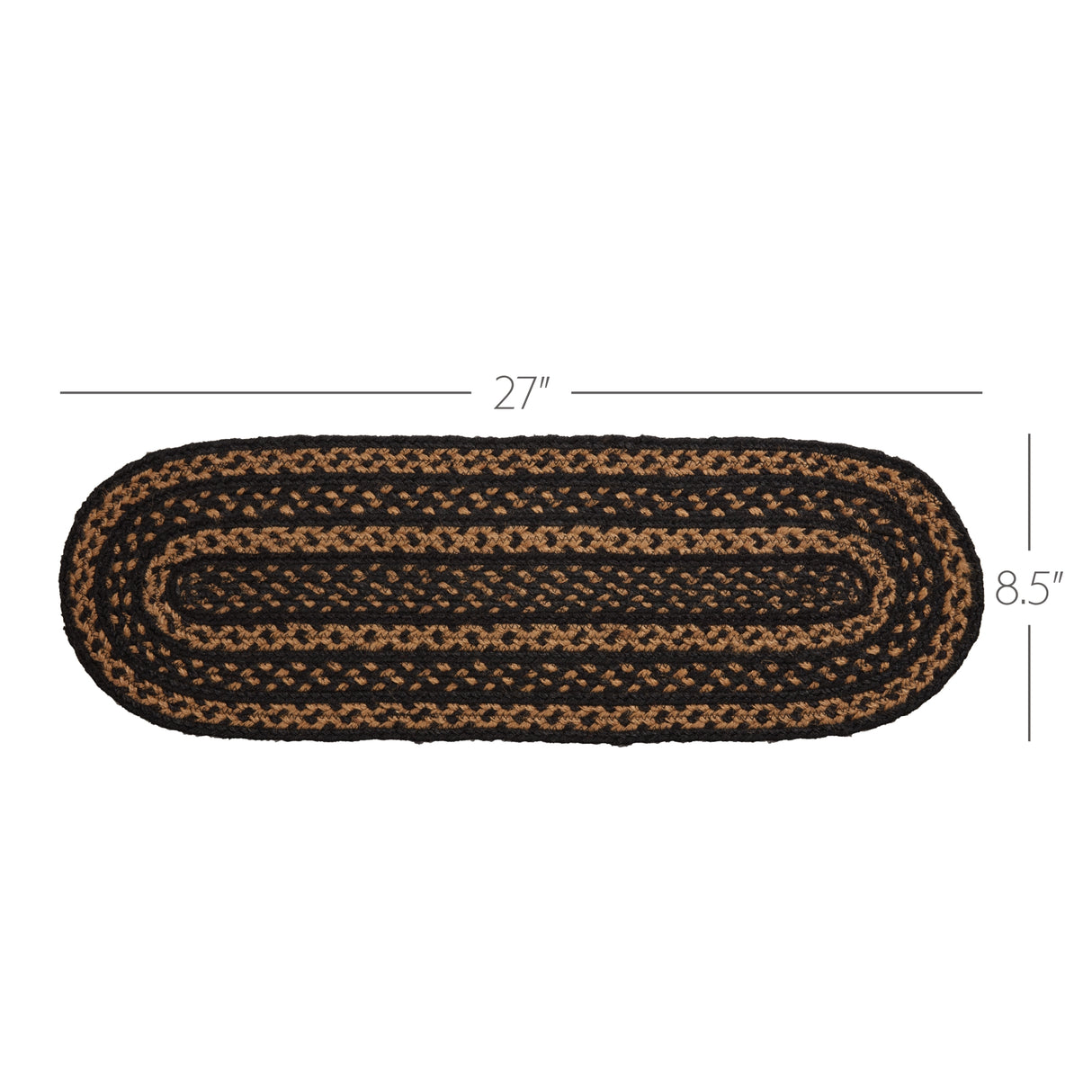 Black & Tan Jute Stair Tread Oval Latex 8.5x27, Set of 7
