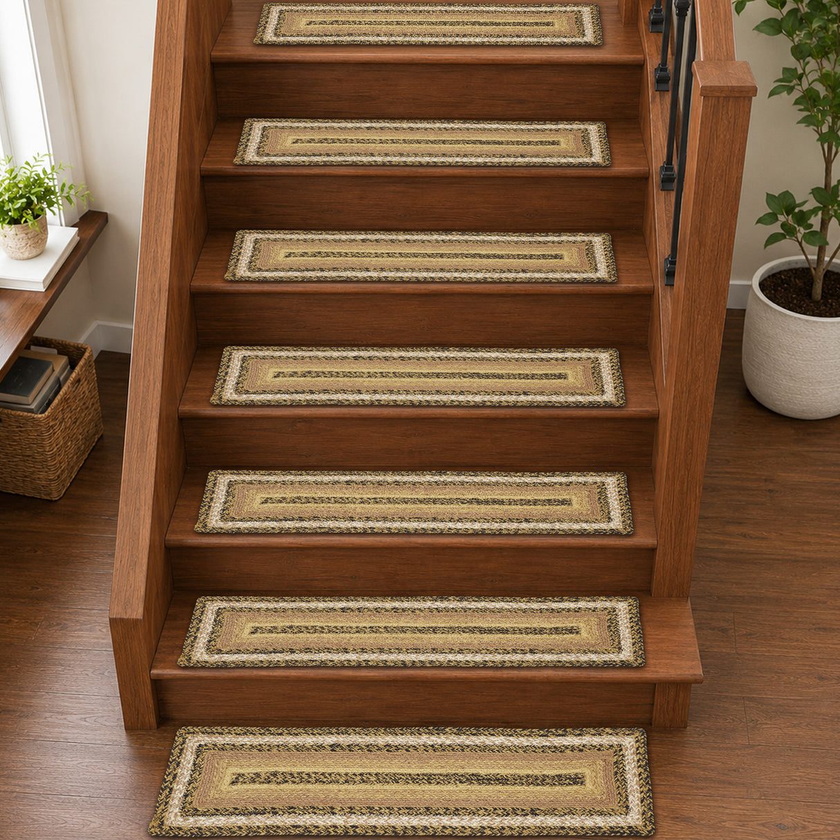 Kettle Grove Jute Stair Tread Rect Latex 8.5x27, Set of 7