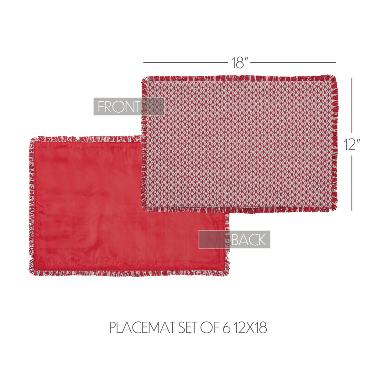Tannen Deep Red 13x72 Table Runner & 6 pc 12x18 Placemat Set