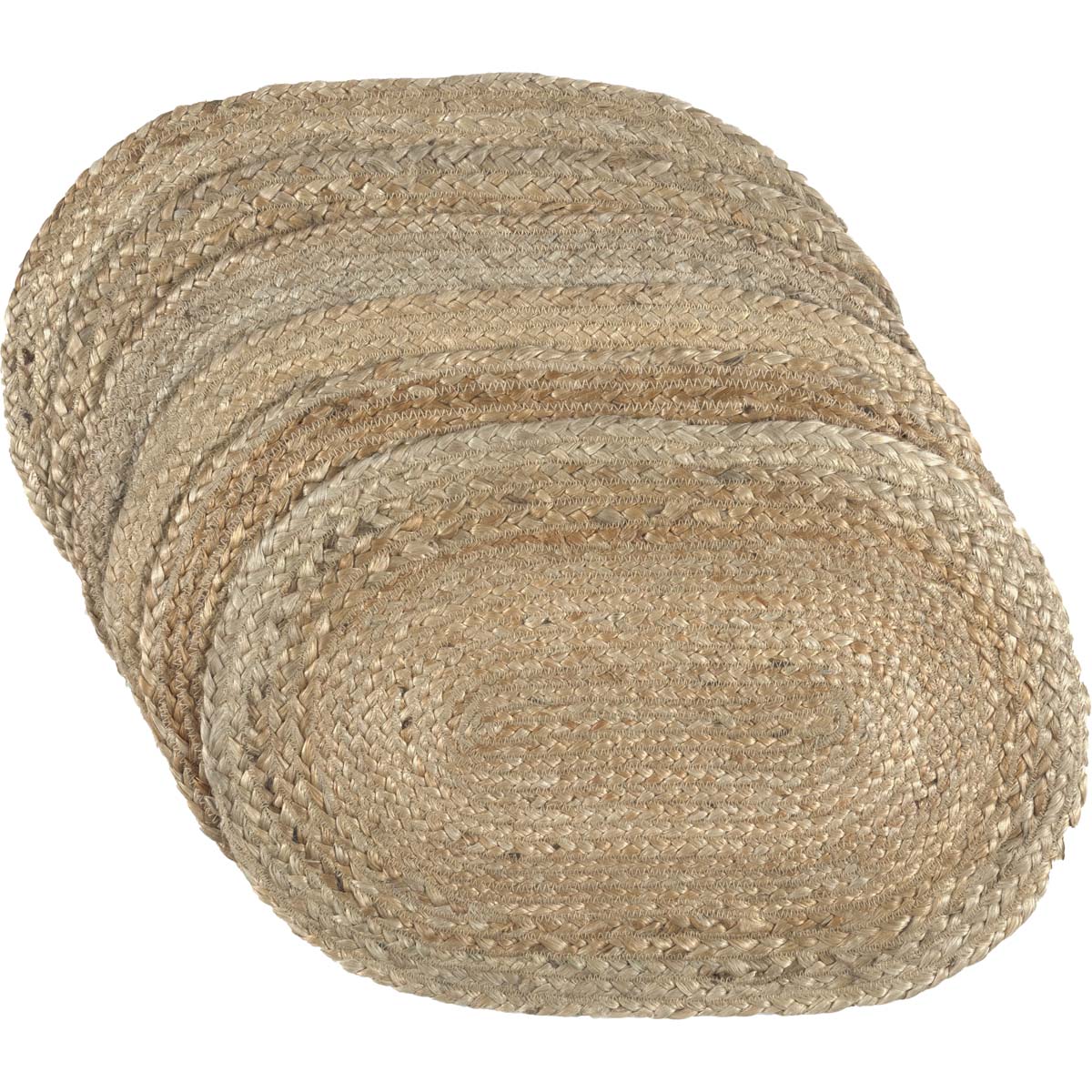 Jute Solid Color Textured Farmhouse Tabletop Kitchen Oval Placemat Set of 6, 12" x 18", Natural Tan 6 Count, 12 Pack