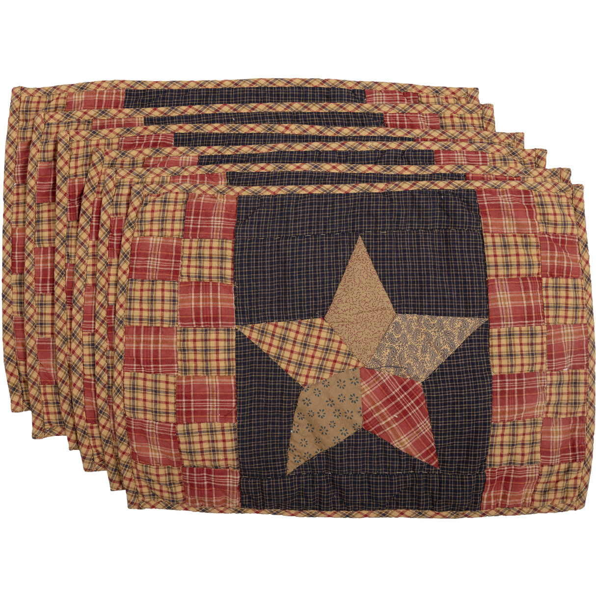 Arlington Placemat Quilted Patchwork Star Set of 6 12x18
