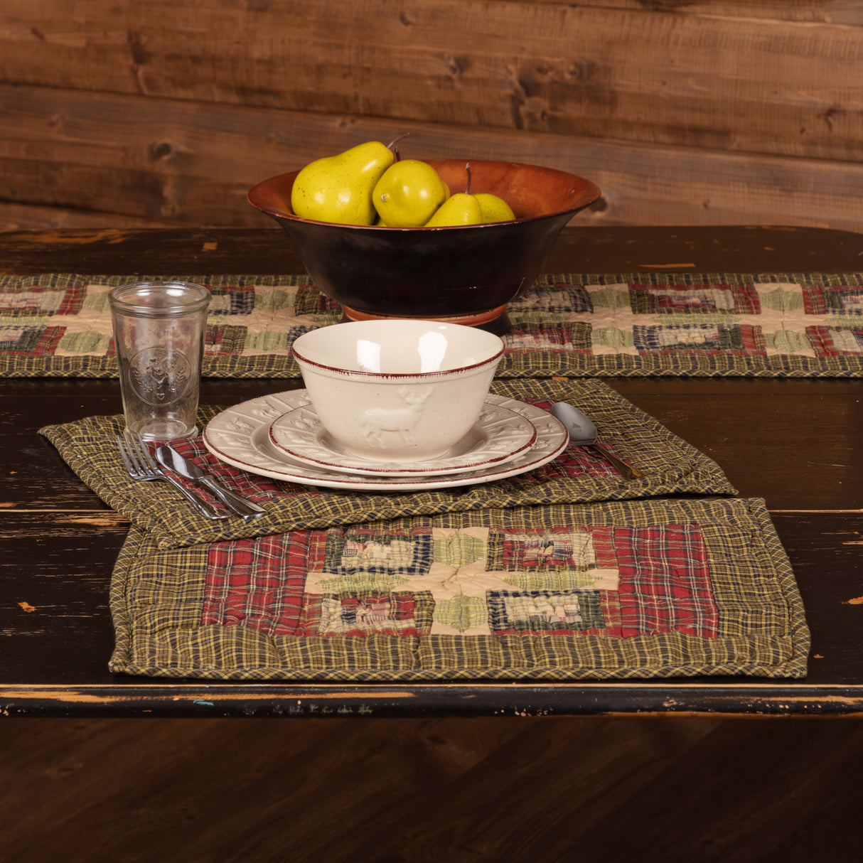 Tea Cabin Placemat Quilted Set of 6 12x18, 12 Pack