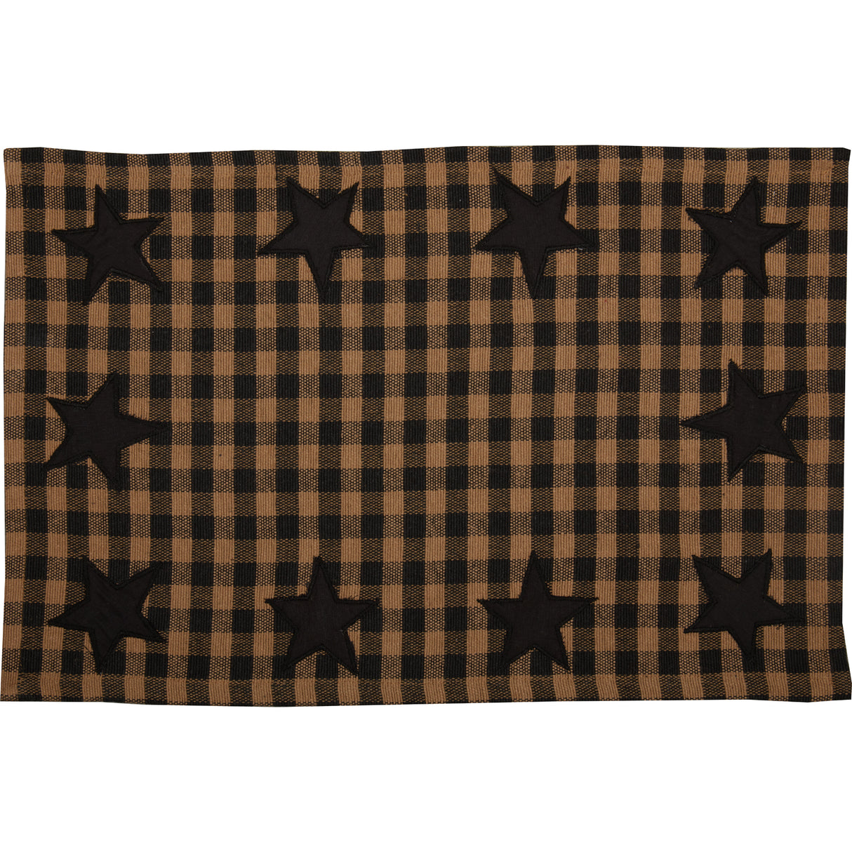 VHC Brands, Black Star, Cotton, 12x18, Placemat Set of 6, Black, 12 Pack