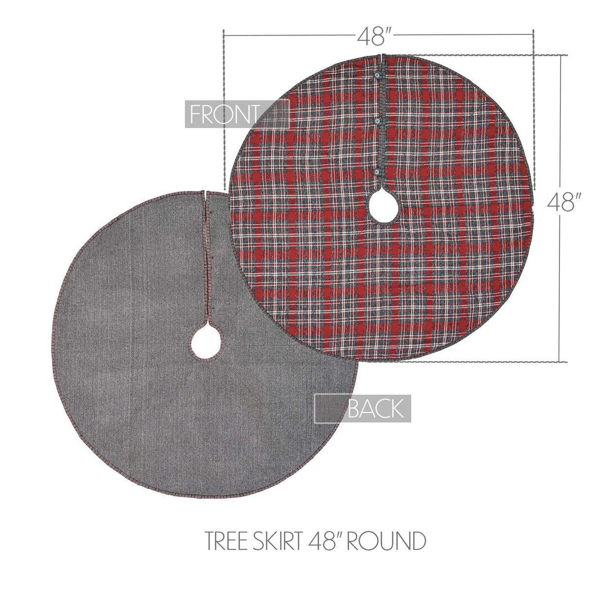 Christmas Tree Skirt 48 inch Anderson Plaid Red Grey White Holiday Decor VHC Brands