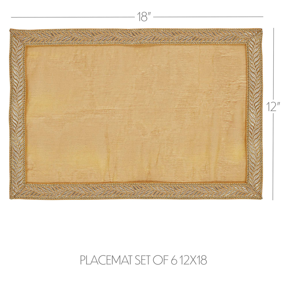 Tinsel Gold 13x72 Table Runner & 6 pc 12x18 Placemat Set