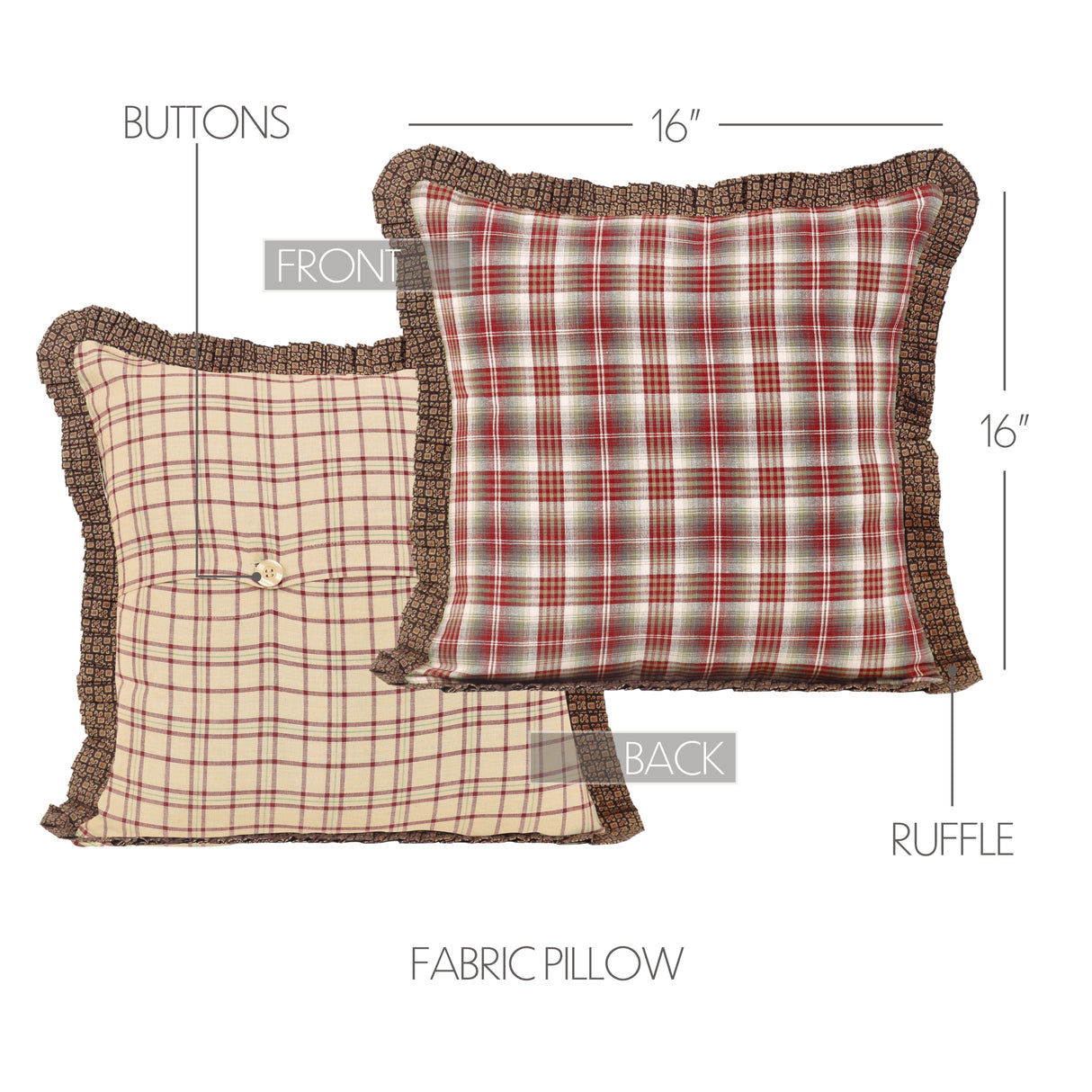 Tacoma Pillow Fabric Ruffled 16x16