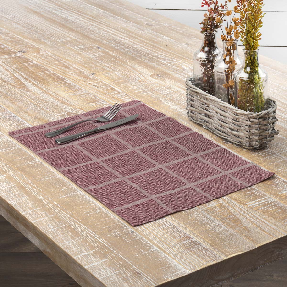 Julie Crimson 13x72 Table Runner & 6 pc 12x18 Placemat Set