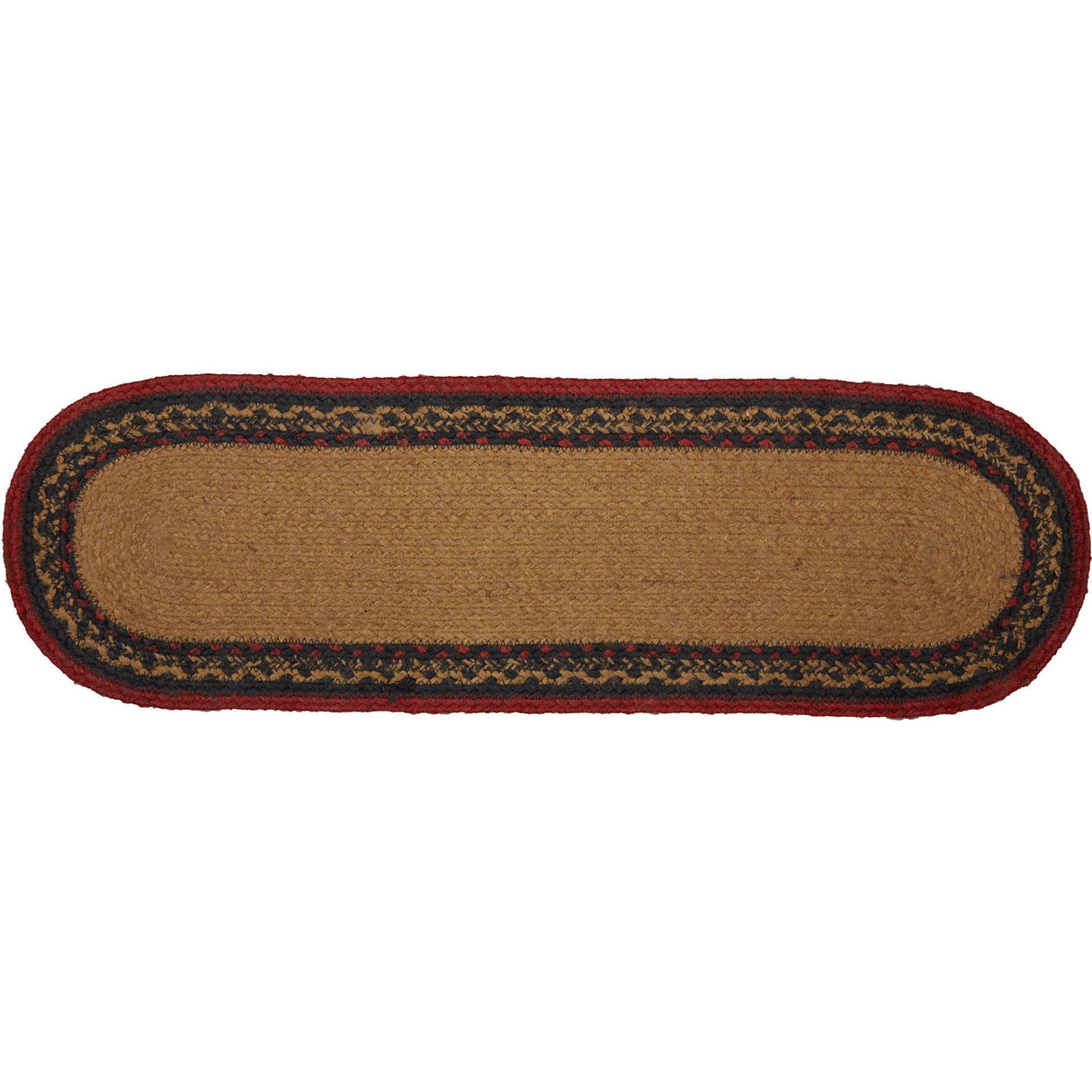 Cumberland Stenciled Moose Jute Stair Tread Oval Latex 8.5x27, Set of 7