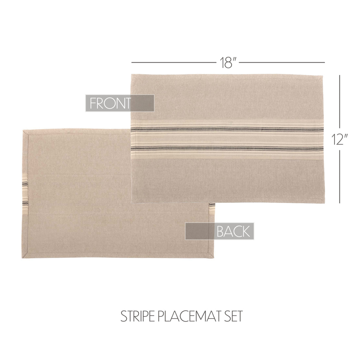Farmhouse Tabletop & Kitchen-Sawyer Mill Runner, Placemat Set 12x18, Dark Creme Tan, 12 Pack