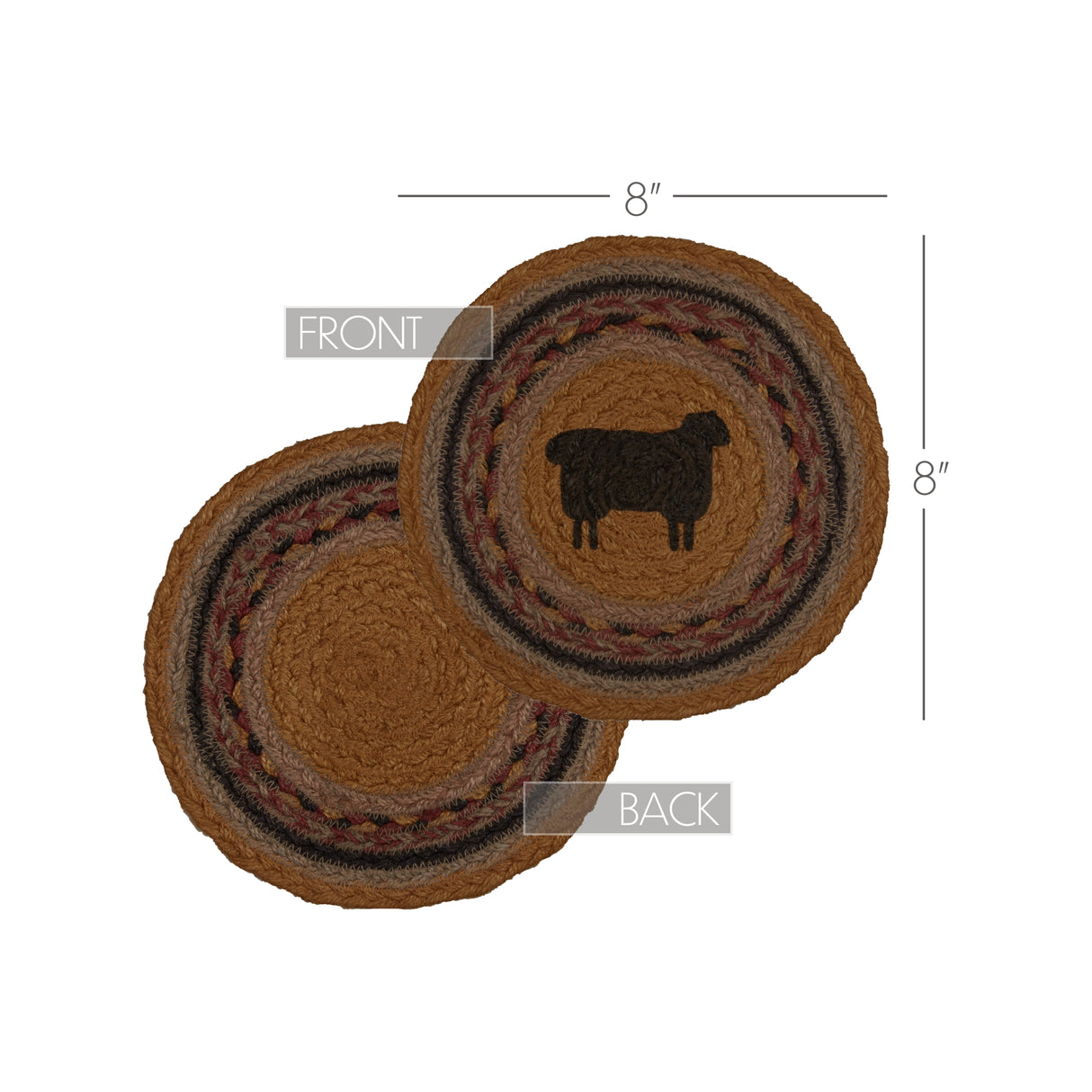 Heritage Farms Sheep Jute Trivet 8, Set of 3