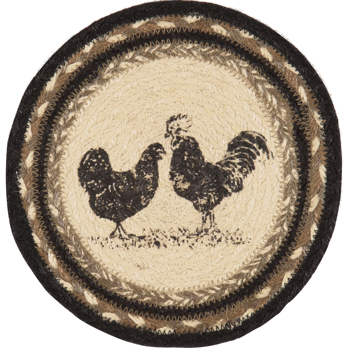 Sawyer Mill Charcoal Poultry Jute Trivet 8, Set of 3