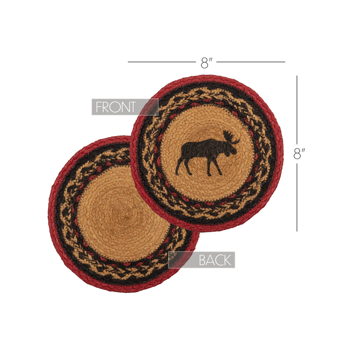 Cumberland Stenciled Moose Jute Trivet 8, Set of 3