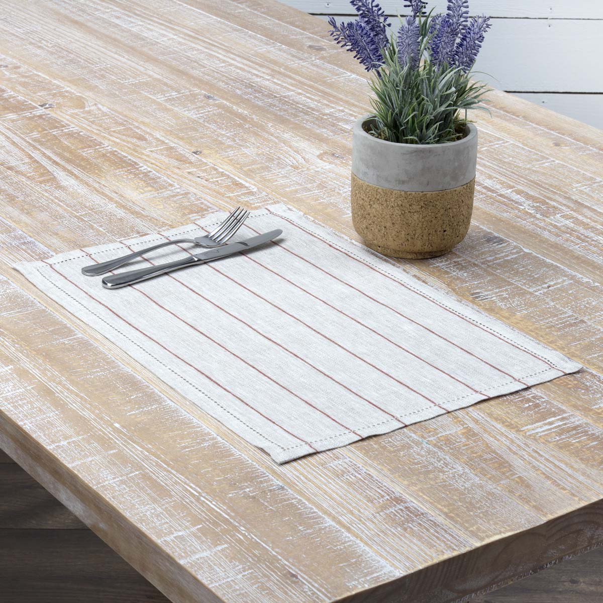 Harvest & Thanksgiving Farmhouse Tabletop & Kitchen-Charley Tan Placemat Set of 6, Set 12x18, Rust, 12 Pack