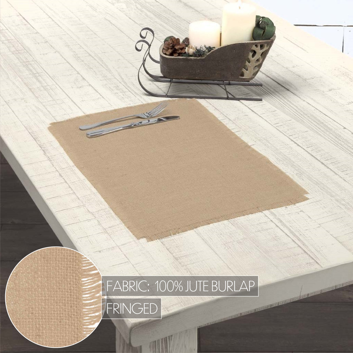 Rustic & Lodge Holiday Tabletop & Kitchen-Jute Burlap Natural Tan kitchen-linen-sets, Placemat 12x18, 12 Pack