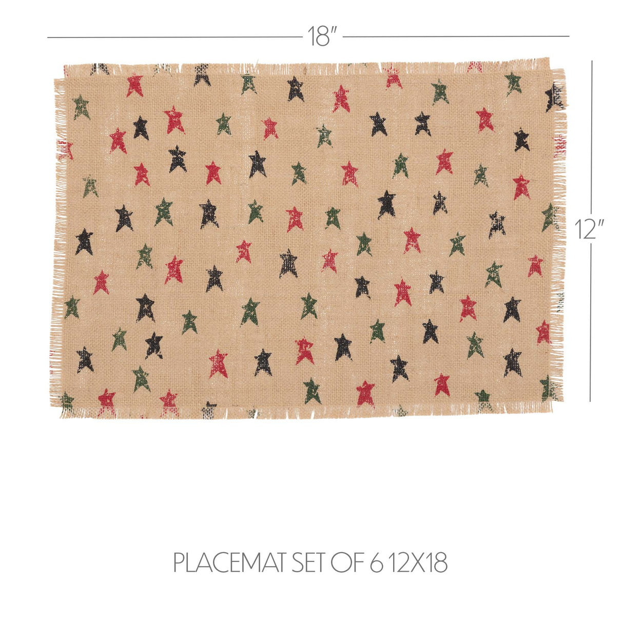 Primitive Star Jute Placemat Set of 6 12x18